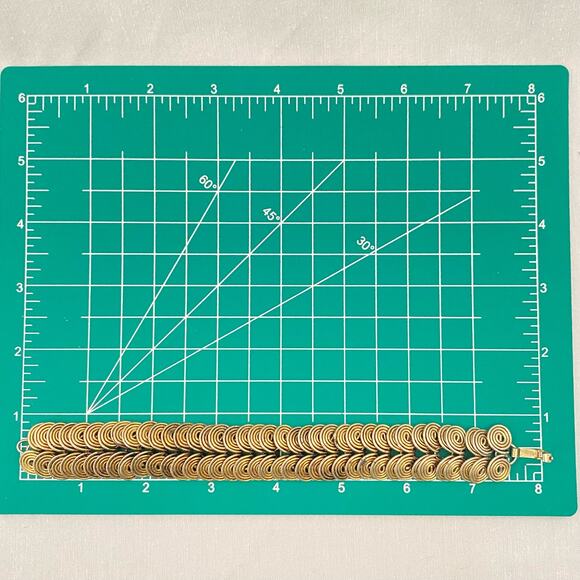 Brutalist Bracelet Bronze Geometric Entwined Wire Circles Fold Over Clasp - Picture 10 of 11